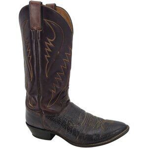 Justin Exotic Shark Boots Men size 10.5B Dark Brown Leather Cowboy Western Boots